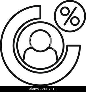 Der Marketingexperte wertet Kundendaten aus und verwendet ein Tortendiagramm, um Marktsegmente zu visualisieren und demografische Zielgruppen zu identifizieren Stock Vektor