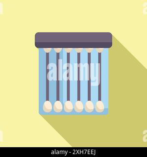 Das Wattestäbchen wird geöffnet und zeigt mehrere Wattestäbchen im Inneren, um die Ohren zu reinigen Stock Vektor