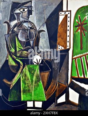 Frau am Fenster, 1956 (Gemälde) des Künstlers Picasso, Pablo (1881-1973) Spanisch. Stock Vektor