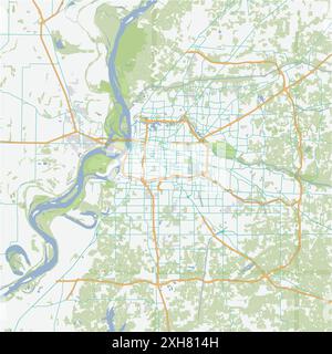 Road map of Memphis in Tennessee. Contains layered vector with roads water, parks, etc. Stock Vector