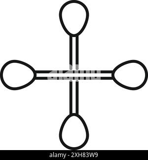 Einfaches Diagramm eines Methanmoleküls mit vier einzelnen kovalenten Bindungen Stock Vektor