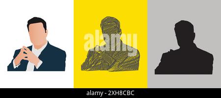 Welt reichster Geschäftsmann Silhouette Vektor Illustration abstraktes bearbeitbares Bild Stock Vektor