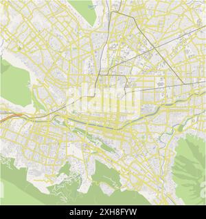 Road map of Monterrey in Mexico. Contains layered vector with roads water, parks, etc. Stock Vector