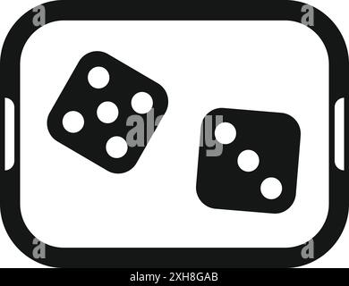 Einfaches Symbol eines Würfelpaares mit unterschiedlichen Zahlen, vielleicht nützlich zur Illustration von Brettspielen Stock Vektor