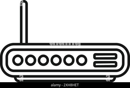 Einfaches, fettgedrucktes Liniensymbol eines Wireless-Routers, das die Internetverbindung darstellt Stock Vektor