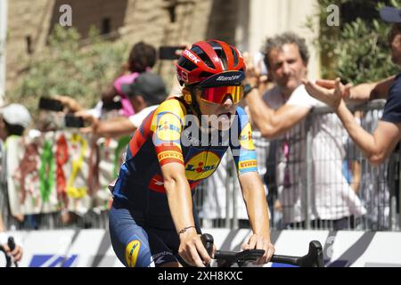 Chieti - Gaia Realini von Italien und Team Lidl - Trek an der Ziellinie während der 35. Giro d'Italia Women 2024, Stage 6 eine 159 km lange Etappe von San Benedetto del Tronto nach Chieti/ #UCIWWT/am 012. Juli 2024 in Chieti, Italien. Nur Redaktionelle Verwendung Stockfoto