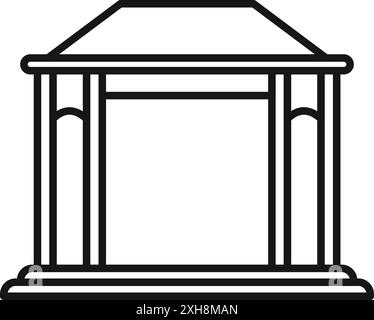 Minimalistisches Symbol mit Blick auf einen Pavillon, ideal für Freizeit und Entspannung im Freien Stock Vektor