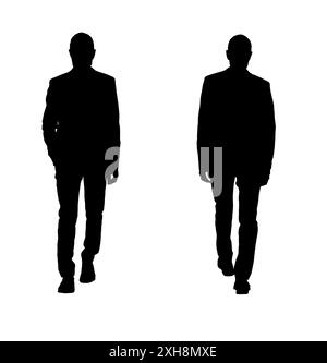 Silhouette des gleichen Mannes, der vor und zurück geht Stockfoto