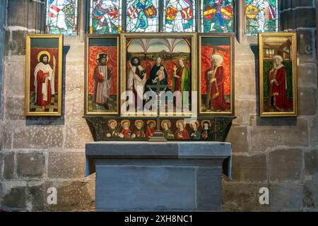 Altar der Jungfrau Maria in der Pfarrkirche St. Lorenz in Nürnberg, Mittelfranken, Bayern, Deutschland. Unbekannter Meister, 1472–73. Der gotische chur Stockfoto