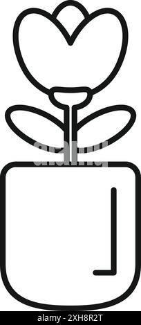 Einzeilige Zeichenblume wächst im Topf zum Anpflanzen Stock Vektor