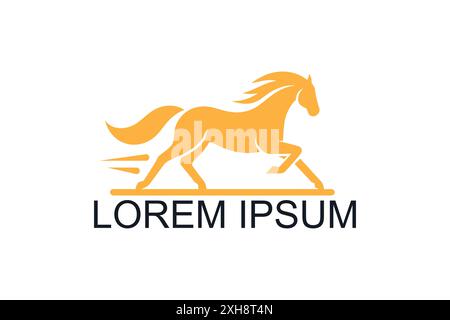 Dynamic Orange Horse Logo mit Platzhaltertext Stock Vektor