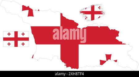 Georgia Karte und Flagge Stock Vektor
