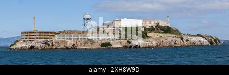 Panorama der Insel Alcatraz von einem Boot auf der Bucht von San Fransisco Stockfoto