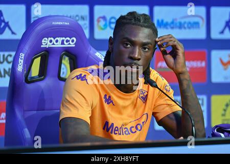 ACF Fiorentinas Forward Moise Kean während der Präsentation von ACF Fiorentinas neuem Spieler Mouse Kean, Other in Bagno a Ripoli (FI), Italien, 12. Juli 2024 Credit: Independent Photo Agency Srl/Alamy Live News Stockfoto