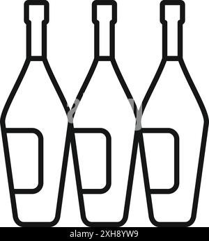 Drei Flaschen mit zusammenstehenden leeren Etiketten, perfekt zur Präsentation Ihrer Branding- und Etikettendesigns Stock Vektor