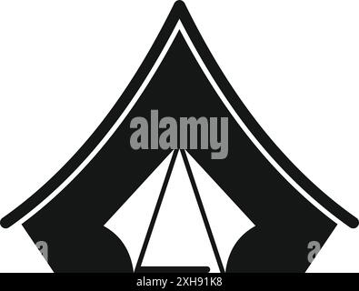 Einfaches Schwarz-weiß-Symbol eines klassischen Campingzelt, ideal für Outdoor-Aktivitäten und Abenteuer Stock Vektor