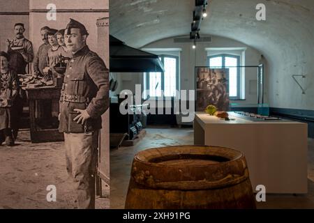 Museum aus dem 1. Weltkrieg in Fort van Liezele, besterhaltene Festung des Festungsgebietes Antwerpen in der Nähe von Puurs-Sint-Amands, Provinz Antwerpen, Belgien Stockfoto