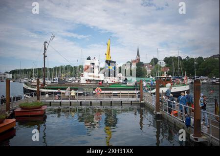 Flensburg, Schleswig-Holstein Dampfrundum 2024 Flensburg, Aufnahme vom 12.07.2024, Flensburg, Hafen West *** Flensburg, Schleswig-Holstein Dampfrundum 2024 Flensburg, Foto vom 12 07 2024, Flensburg, Hafen West Stockfoto