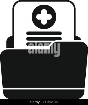 Schwarzes Symbol eines Patientenakten, der die Krankengeschichte und die Informationen eines Patienten enthält Stock Vektor