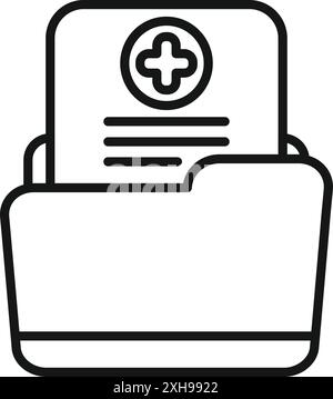 Ordnersymbol „Krankengeschichte“, das die Patientenakten, die Diagnose und den Behandlungsplan eines Patienten darstellt Stock Vektor