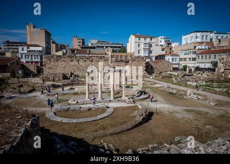 Römisches Forum von Athen oder römische Agora, die Überreste dieser Agora, die von den Römern aus dem Jahre 19-11 v. Chr. erbaut wurde C, Athen, Griechenland Stockfoto