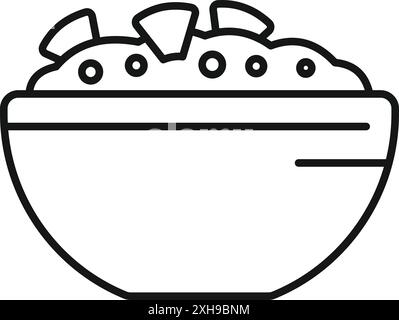 Einfache Linienzeichnung einer Schüssel mit Lebensmitteln, die Gemüse und Bohnen enthält Stock Vektor