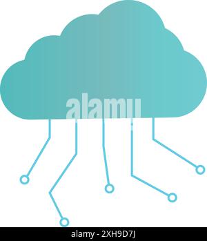 Digital Cloud Management Color, Digital Cloud mit Pfad, Cloud Path Color, Cloud Computing, Netzwerksystem mehrere Geräte Stock Vektor