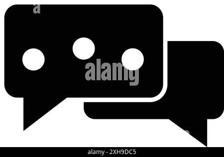 Nachrichtendiagramm-Symbol, Frage- und Kommentarsymbol, schwarzer Kreis mit Blasenbotschaft, Sprechsymbol, Konversationszeichen Schwarz-weiß Stock Vektor