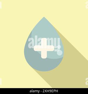 Blauer Wassertropfen mit einem weißen Kreuz symbolisiert Blutspende Stock Vektor