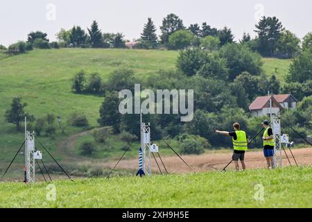 Brünn, Tschechische Republik. Juli 2024. Die Czech Rocket Challenge 2024 ist ein Studentenwettbewerb in Brünn, Tschechische Republik, am 12. Juli 2024. Organisiert von der Tschechischen Raketengesellschaft. Von Studenten für Studenten. Quelle: Vaclav Salek/CTK Photo/Alamy Live News Stockfoto