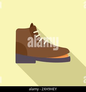 Der braune Lederstiefel steht auf einem Fuß und wirft einen langen Schatten Stock Vektor