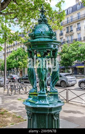 Wallace öffentlicher Trinkbrunnen - Paris, Frankreich. Stockfoto