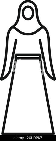 Einfache Strichkunst-Ikone einer muslimischen Frau mit Hijab und traditionellem Kleid Stock Vektor