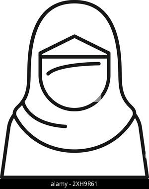 Die Ikone einer muslimischen Frau, die einen traditionellen Hijab trägt, repräsentiert Glauben und Bescheidenheit Stock Vektor