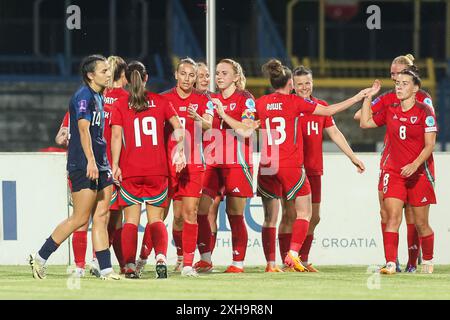 Karlovac, Kroatien. Juli 2024. Qualifikation für die Frauen-Europameisterschaft 2025, Spiel zwischen Kroatien und Wales im Branko Cavlovic-Cavlek Stadion in Karlovac, Kroatien, am 12. Juli 2024. Foto: Luka Stanzl/PIXSELL Credit: Pixsell/Alamy Live News Stockfoto