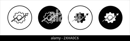 Symbol zur Steigerung der Produktivität Vektorsymbole oder Zeichensätze in Schwarzweiß-Umrandung Stock Vektor