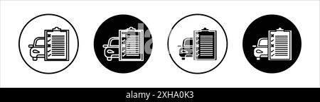 Symbol für Auto-Reparatur-Checkliste Vektorsymbol oder Zeichensatz Sammlung in schwarz-weiß-Umrisse Stock Vektor