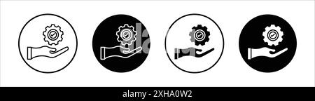 Fortlaufende Änderungen Symbol Vektorsymbol oder Zeichensatz Sammlung in Schwarzweiß-Umrandung Stock Vektor