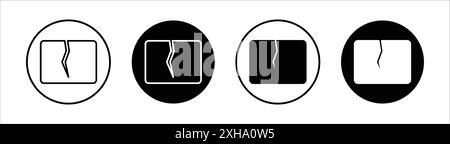 Riss-Symbol Vektorsymbol oder Zeichensatz-Sammlung in Schwarz-weiß-Umrandung Stock Vektor