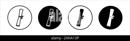 Diplom-Symbol Vektorsymbol oder Zeichensatz-Sammlung in schwarz-weiß-Umrandung Stock Vektor