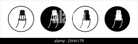 Symbol für Elektrokabel Vektorsymbol oder Zeichensatz in schwarz-weißer Umrandung Stock Vektor