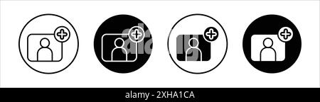 Follower-Symbol Vektorsymbol oder Zeichensatz-Sammlung in Schwarzweiß-Umrandung Stock Vektor