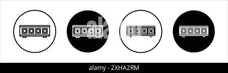 Netzwerk-Switch-Symbol Vektorsymbol oder Zeichensatz-Sammlung in Schwarzweiß-Umrandung Stock Vektor