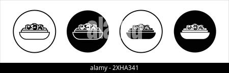 Risotto-Symbol Vektorsymbol oder Zeichensatz-Sammlung in Schwarzweiß-Umrandung Stock Vektor