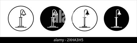 Straßenlaternen-Symbol Vektorsymbol oder Schildersatz-Kollektion in Schwarz-weiß-Kontur Stock Vektor