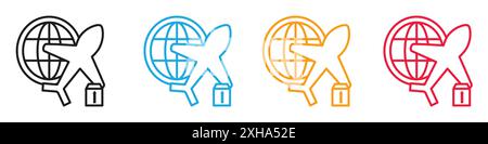 Air Delivery Icon Vector Symbol oder Sign Set Kollektion in schwarz-weiß-Umrandung Stock Vektor