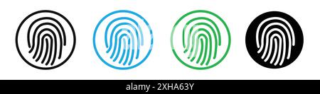 Fingerabdrucksymbol Sammlung von Vektorsymbolen oder Schildern in Schwarzweiß-Umrandung Stock Vektor