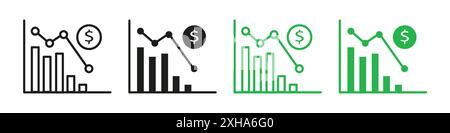 Market Prediction Symbol Vektorsymbol oder Zeichensatz Sammlung in Schwarzweiß-Umrandung Stock Vektor