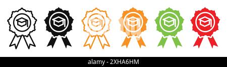 Mastery Icon Vektor-Symbol oder Zeichensatz-Kollektion in Schwarz-weiß-Umrandung Stock Vektor