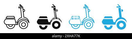 Roller Bike Icon Vector Symbol oder Schild Set Kollektion in schwarz-weiß Umrandung Stock Vektor